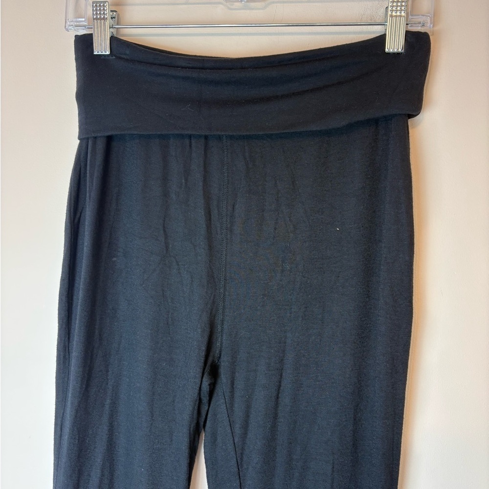 Saturday Sunday Anthropologie Lounge Fold Over Pant Flare Women’s Size XS Black - Picture 2 of 8